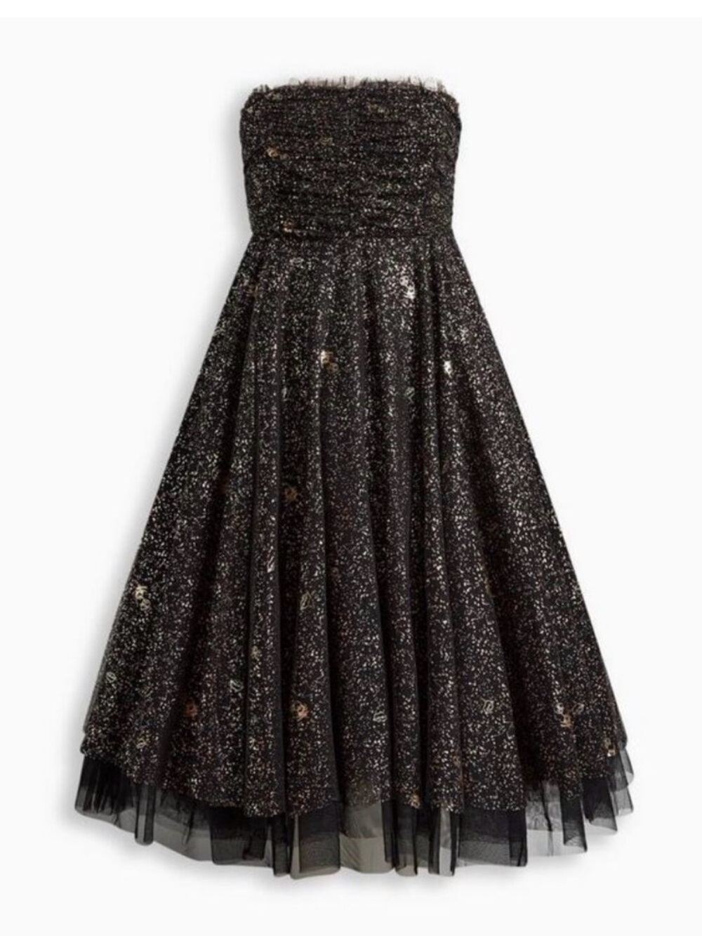 Betsy Johnson for Torrid Strapless Black Glitter A-Line Dress with Tulle